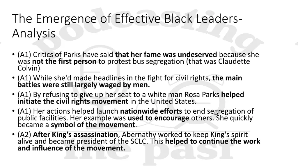 the emergence of effective black leaders analysis