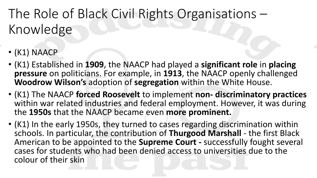 the role of black civil rights organisations 1