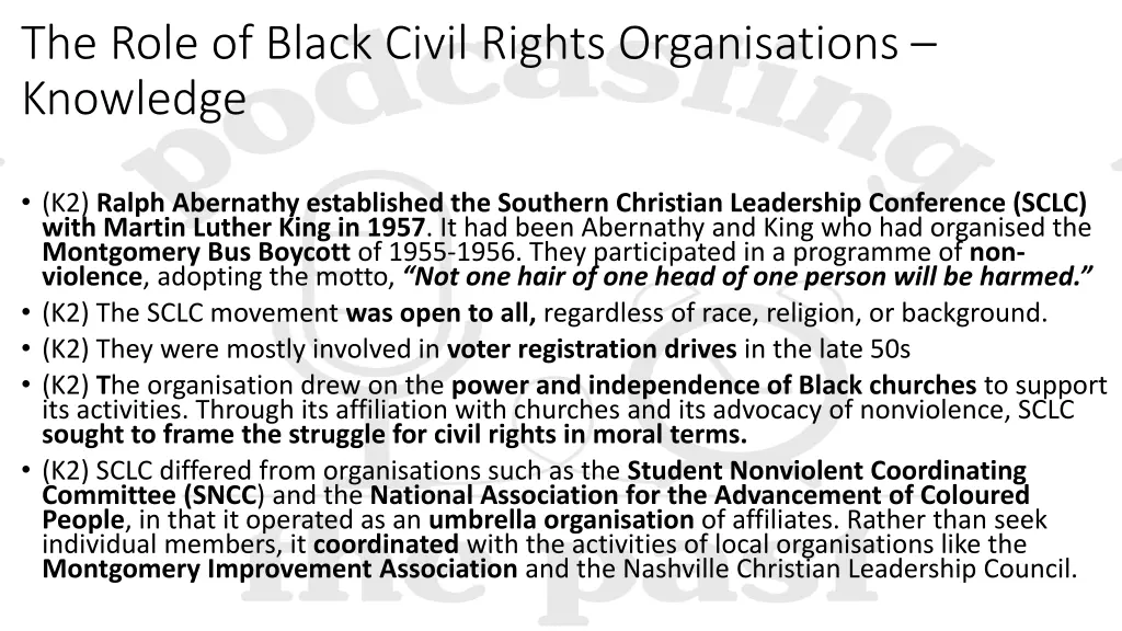 the role of black civil rights organisations 2