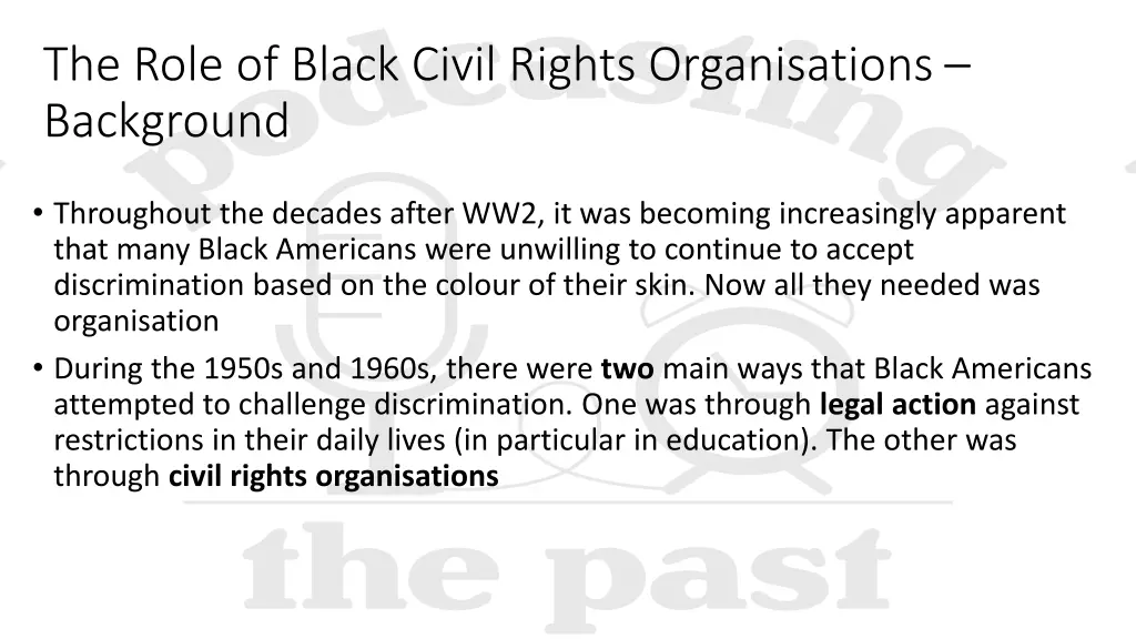 the role of black civil rights organisations