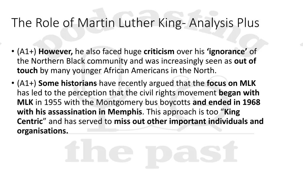 the role of martin luther king analysis plus