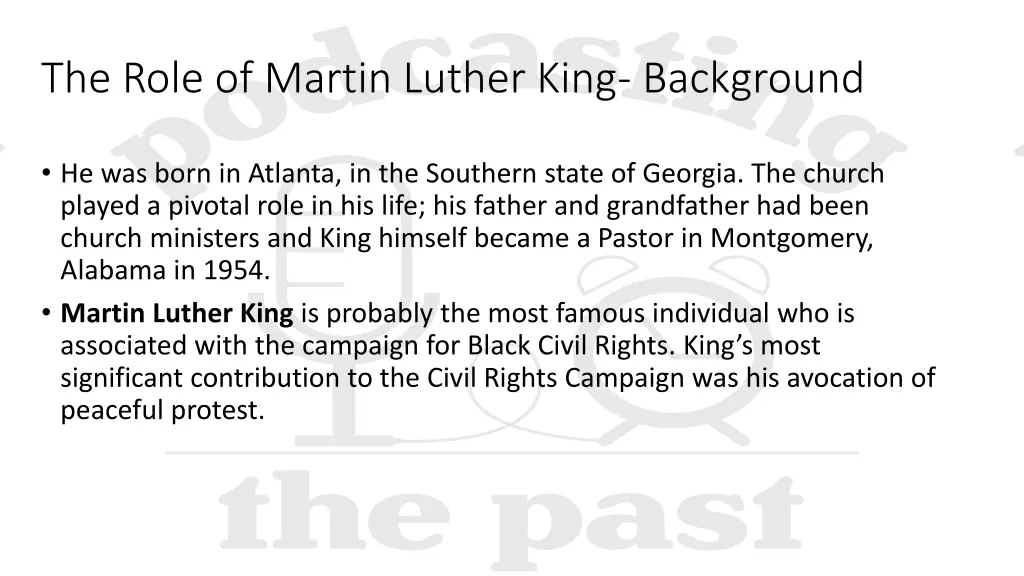 the role of martin luther king background