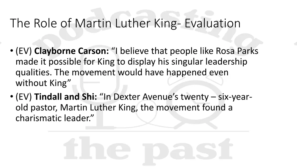 the role of martin luther king evaluation