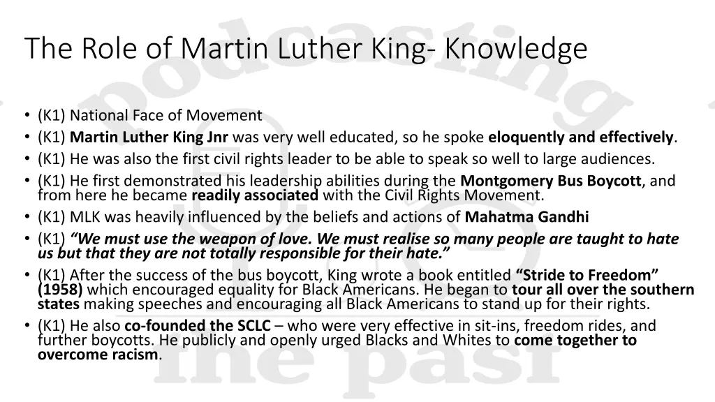 the role of martin luther king knowledge