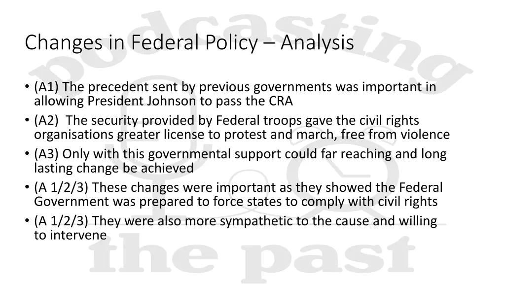 changes in federal policy analysis