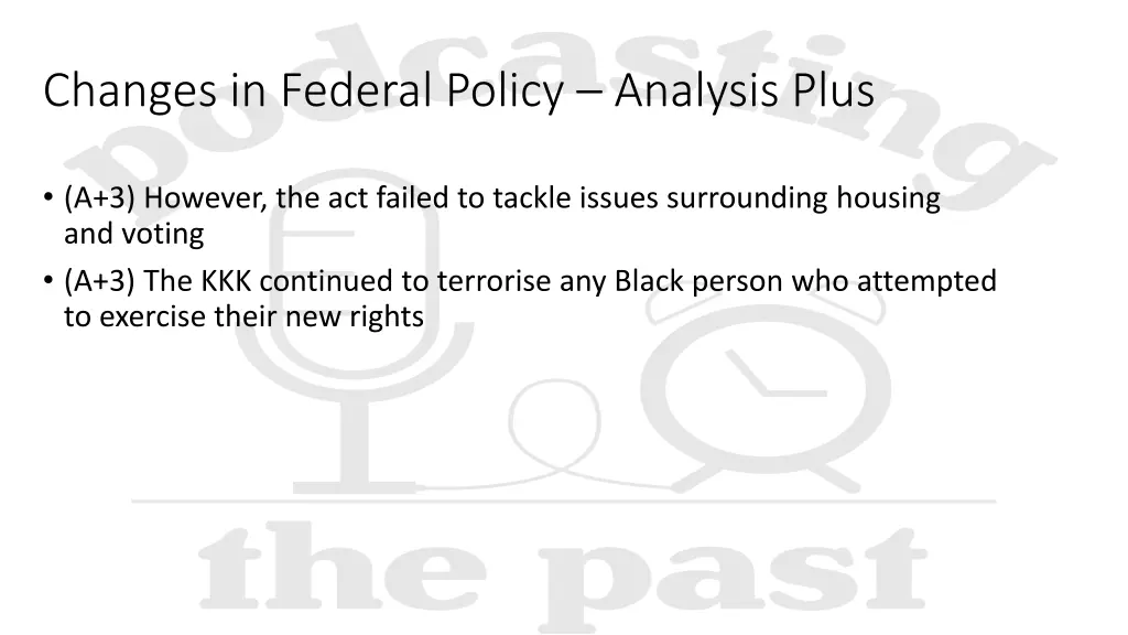 changes in federal policy analysis plus