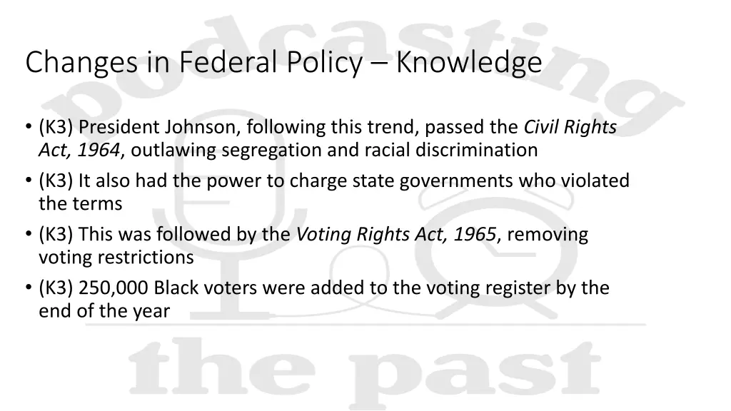 changes in federal policy knowledge 2