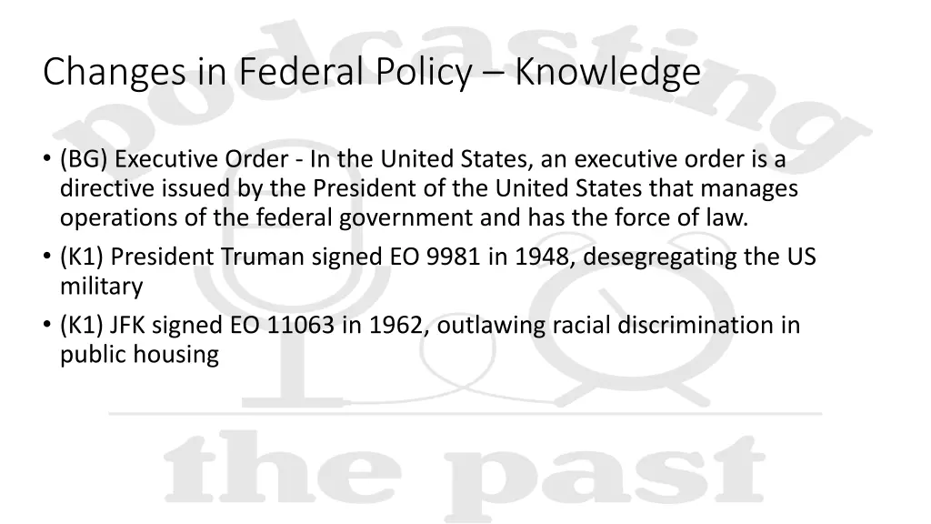 changes in federal policy knowledge