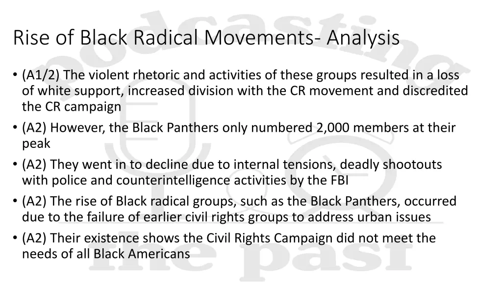 rise of black radical movements analysis