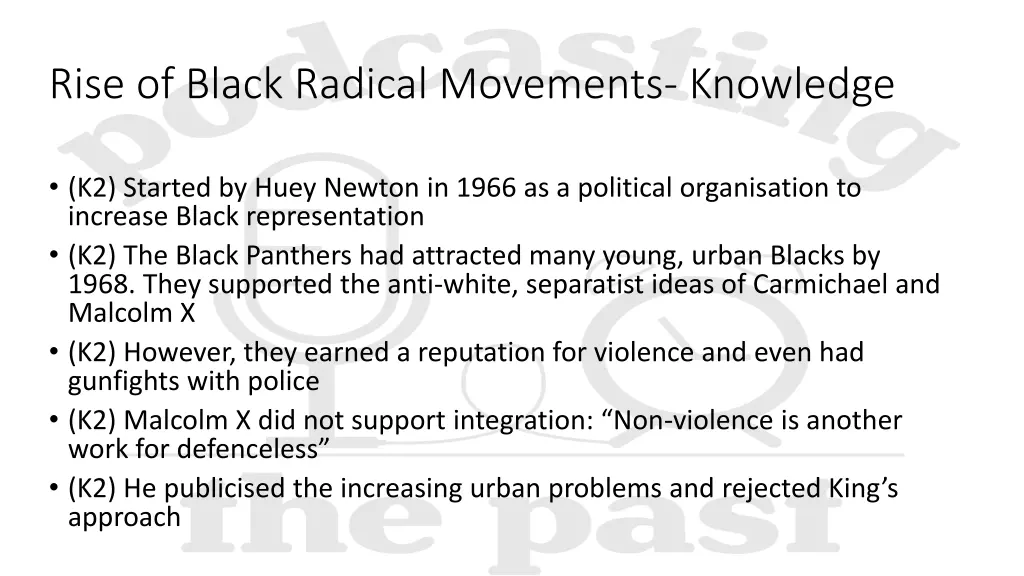 rise of black radical movements knowledge 1