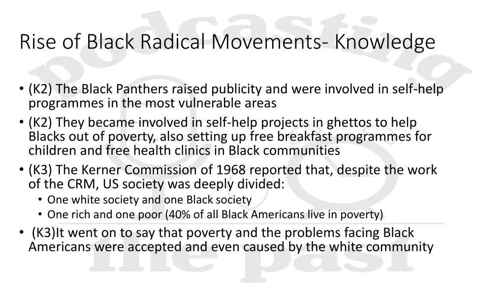 rise of black radical movements knowledge 2