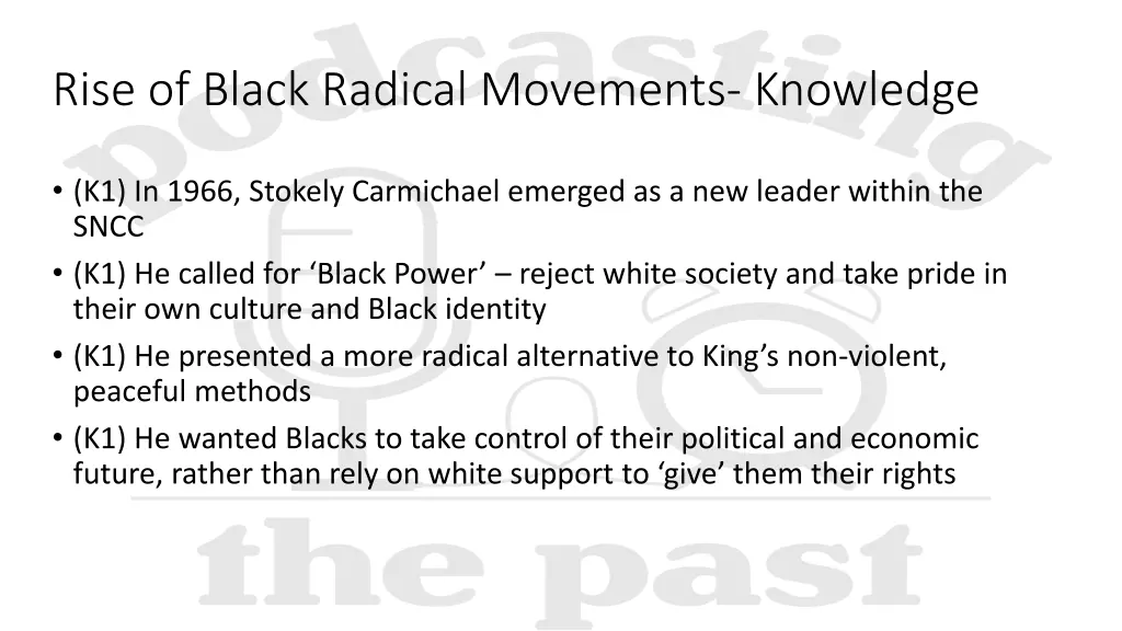 rise of black radical movements knowledge