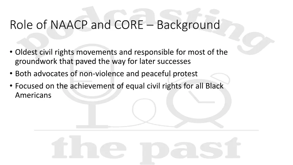 role of naacp and core background