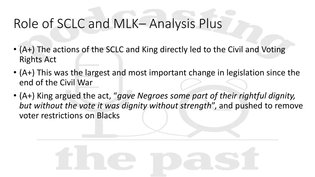 role of sclc and mlk analysis plus