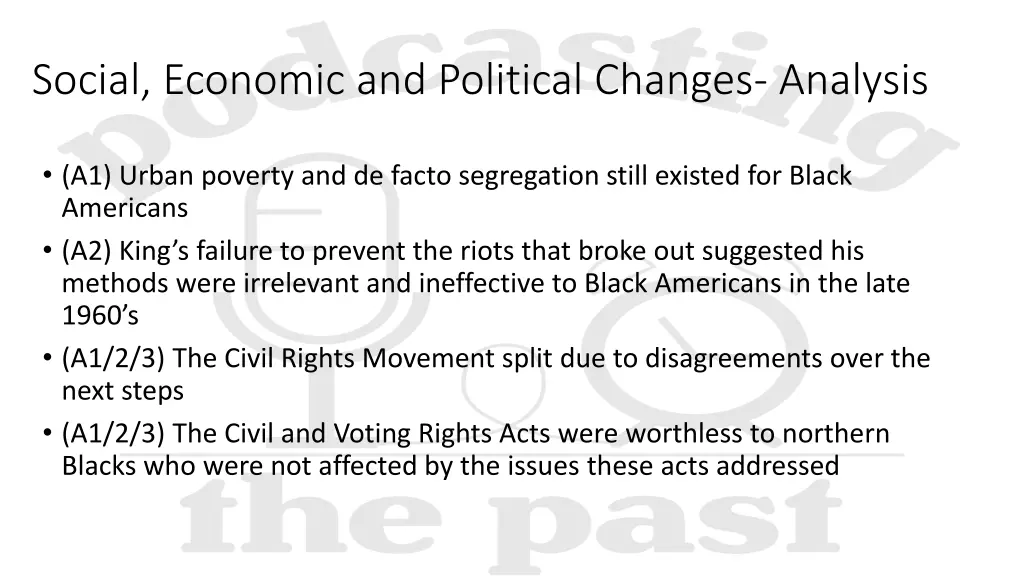 social economic and political changes analysis 1