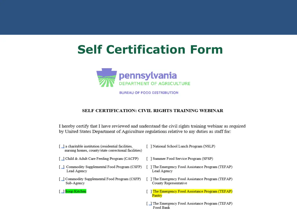 self certification form