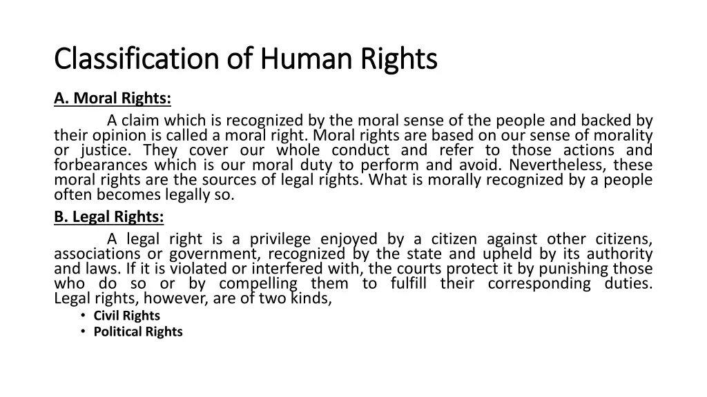 classification of human rights classification