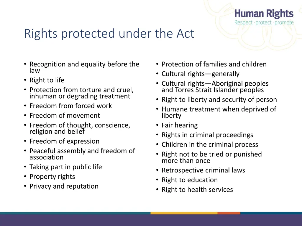 rights protected under the act