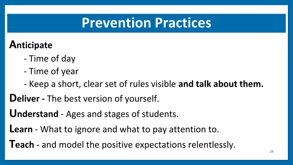 prevention practices