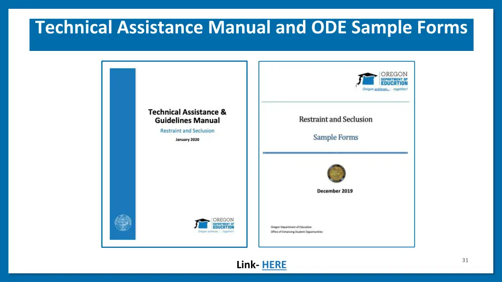 technical assistance manual and ode sample forms