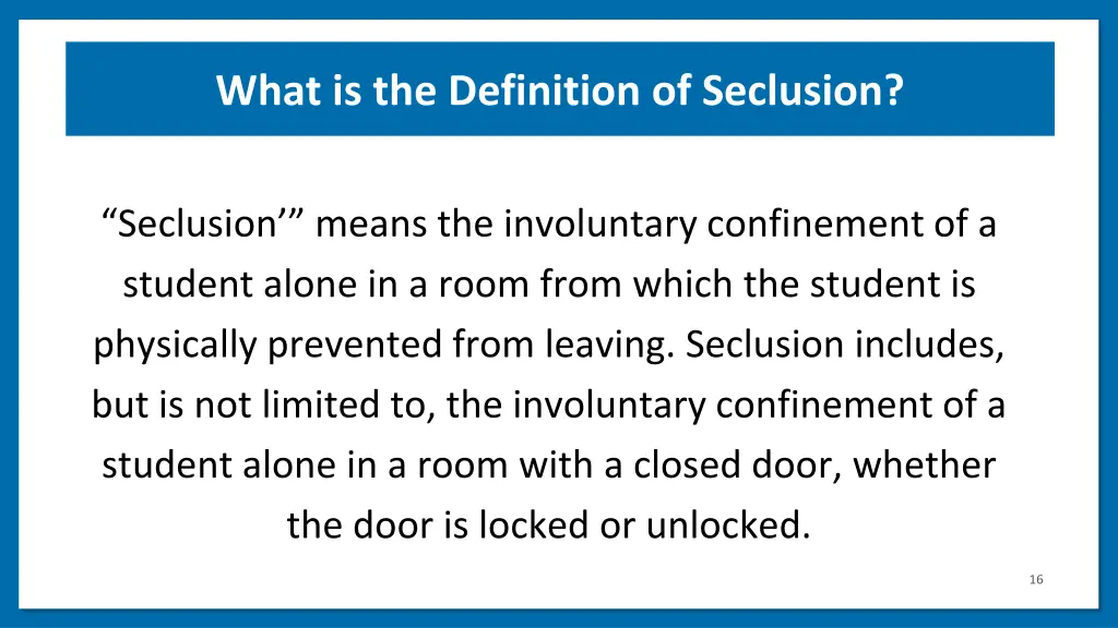 what is the definition of seclusion