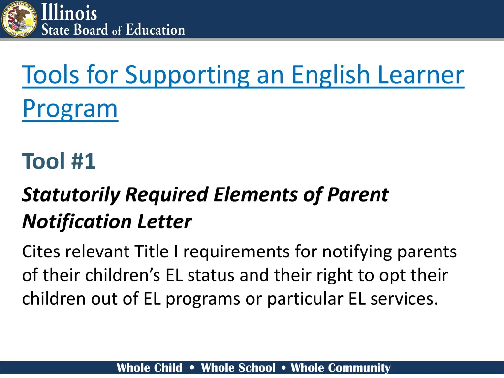 tools for supporting an english learner program