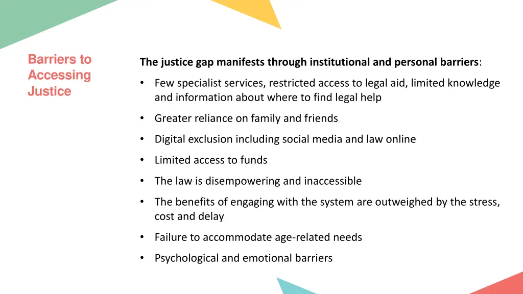 barriers to accessing justice