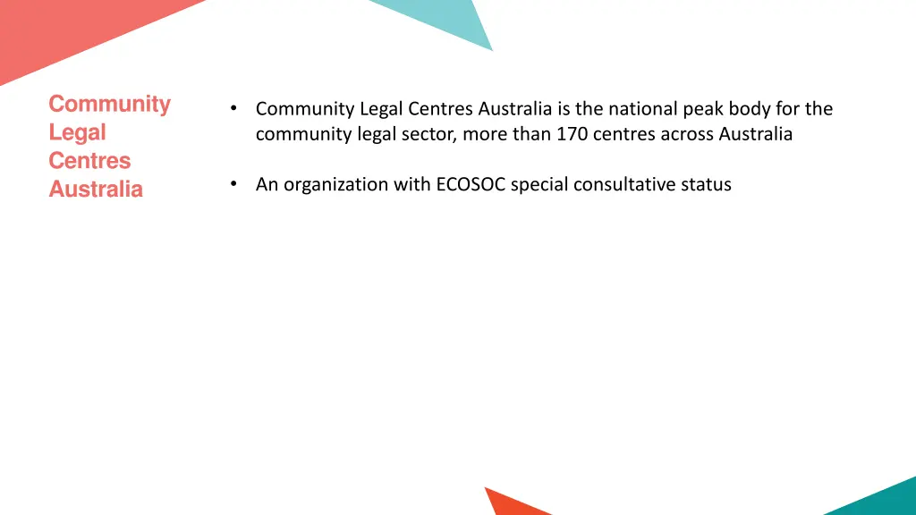 community legal centres australia