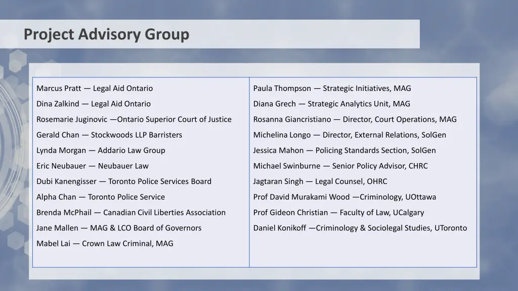 project advisory group