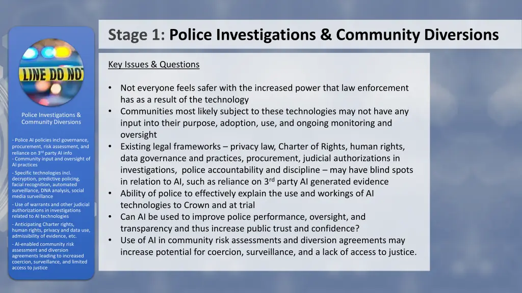 stage 1 police investigations community diversions