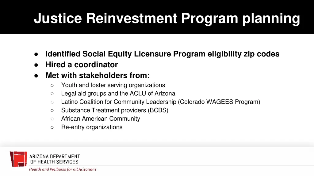 justice reinvestment program planning