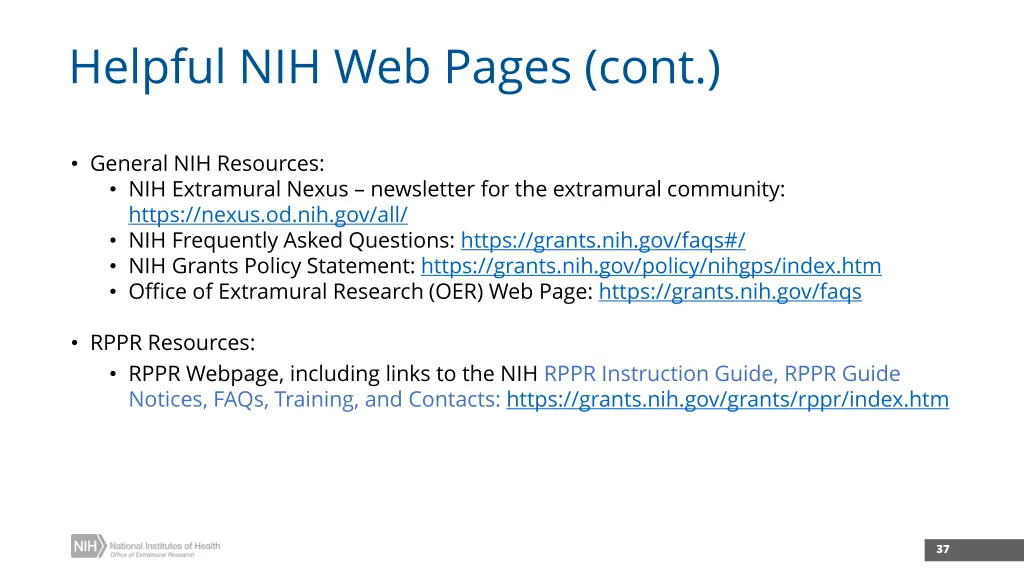 helpful nih web pages cont