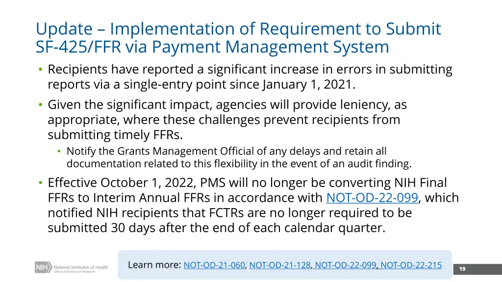 update implementation of requirement to submit