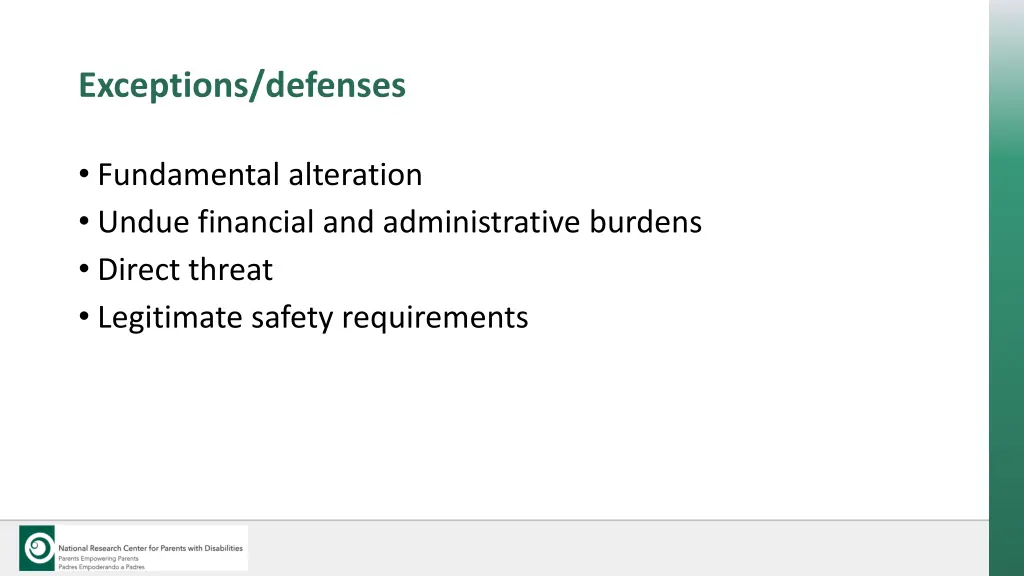 exceptions defenses