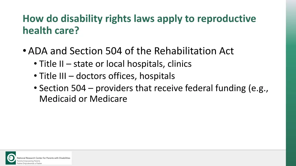 how do disability rights laws apply