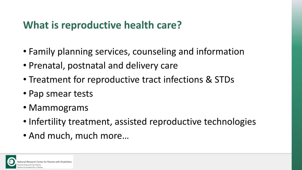 what is reproductive health care