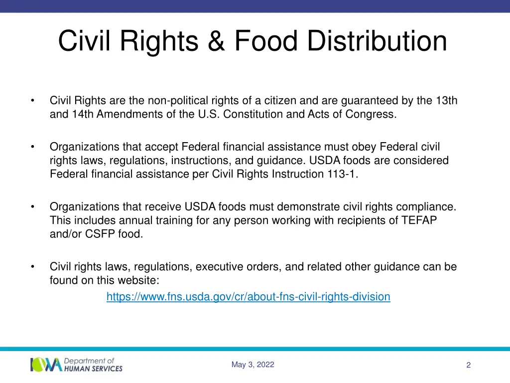 civil rights food distribution