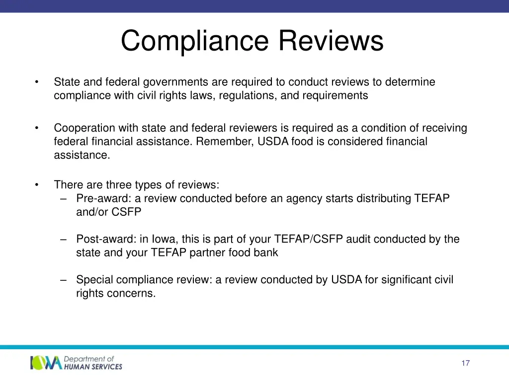 compliance reviews