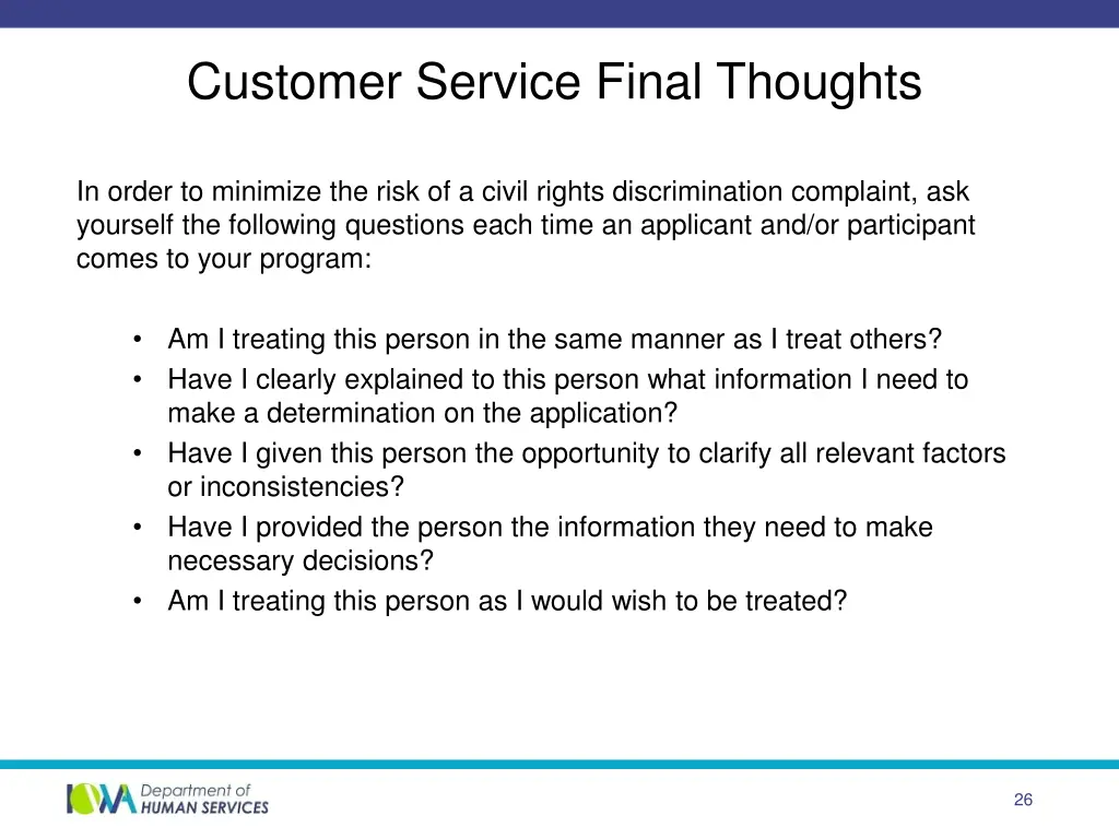 customer service final thoughts