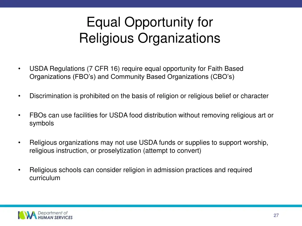 equal opportunity for religious organizations