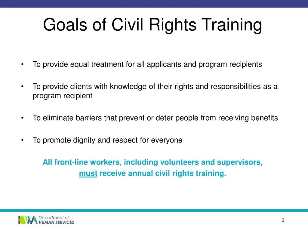 goals of civil rights training