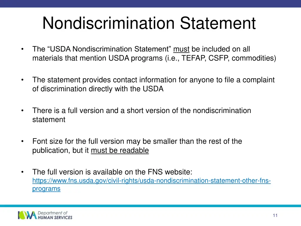 nondiscrimination statement