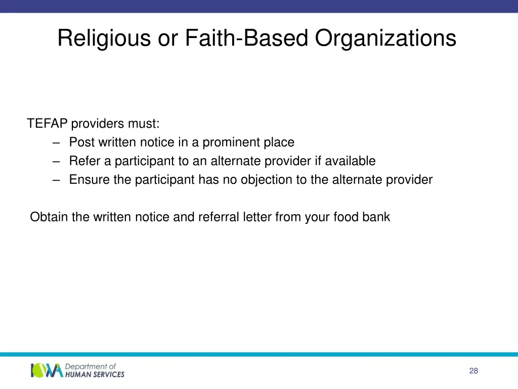 religious or faith based organizations