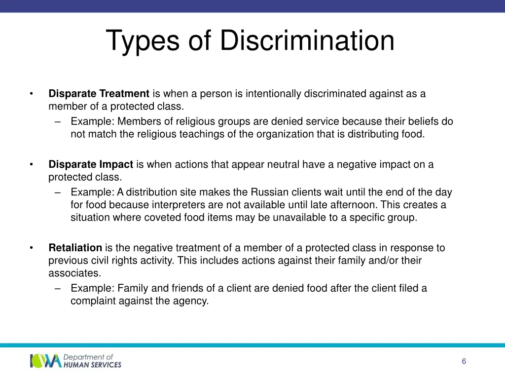 types of discrimination