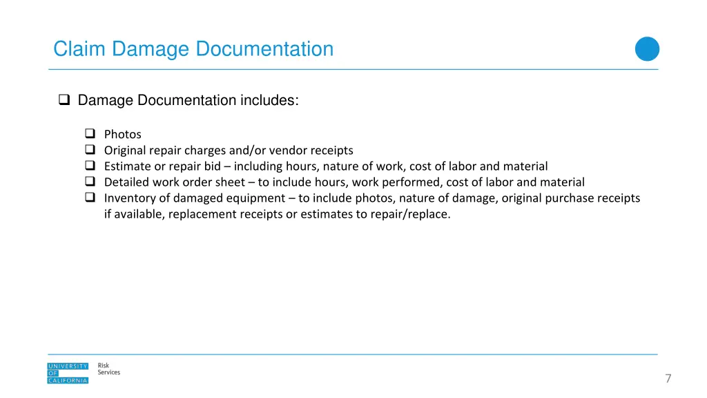 claim damage documentation