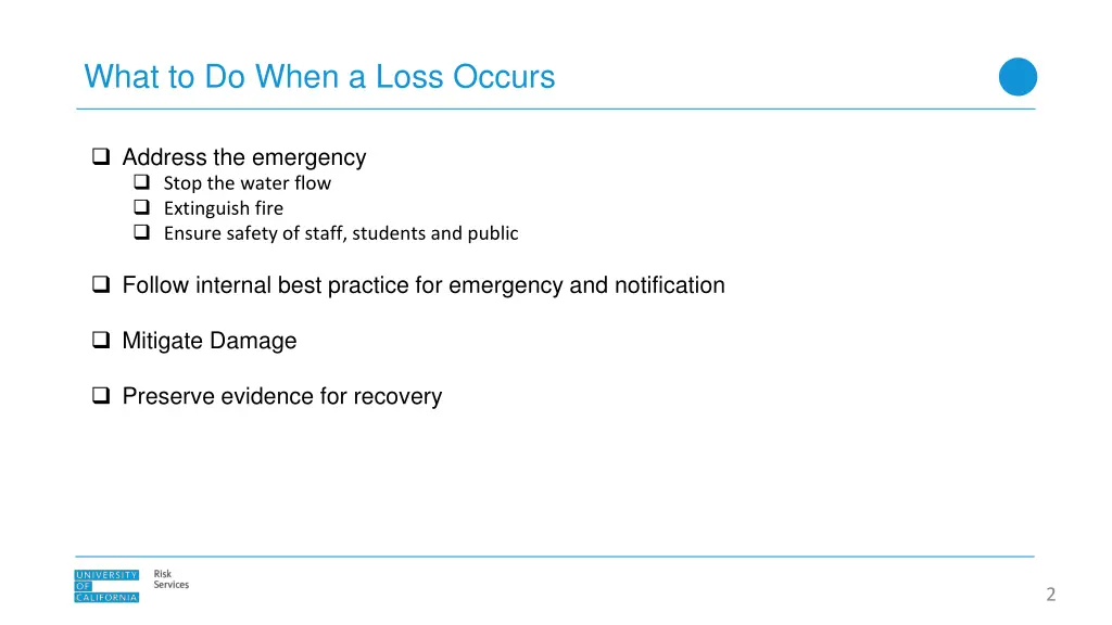 what to do when a loss occurs