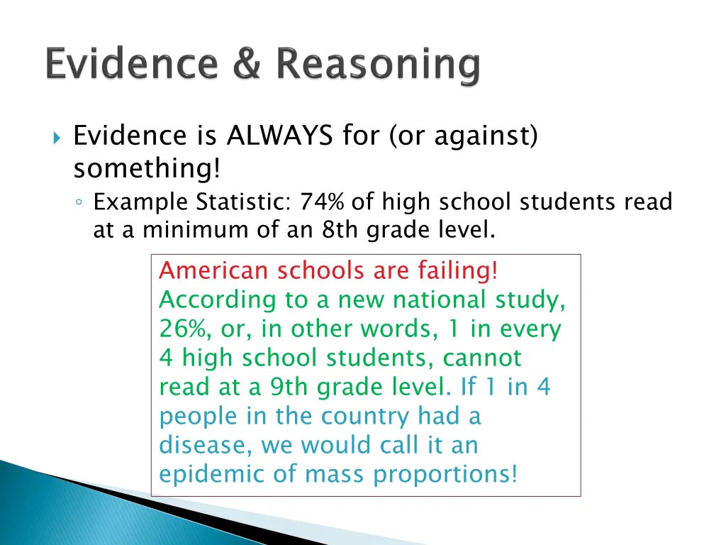 evidence is always for or against something