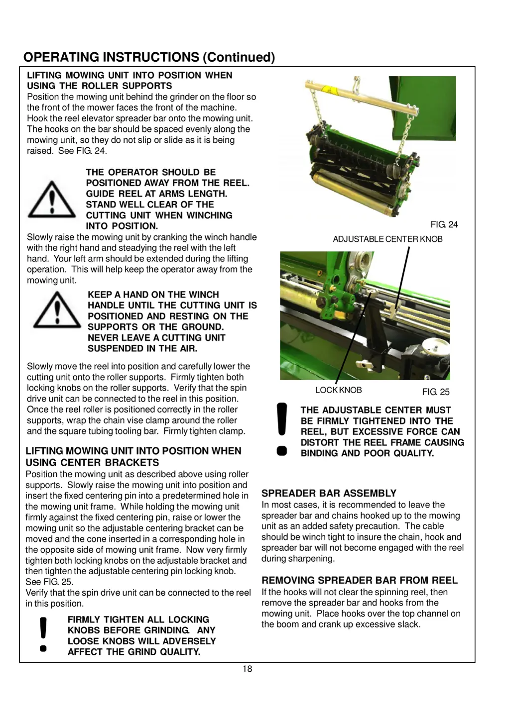 operating instructions continued