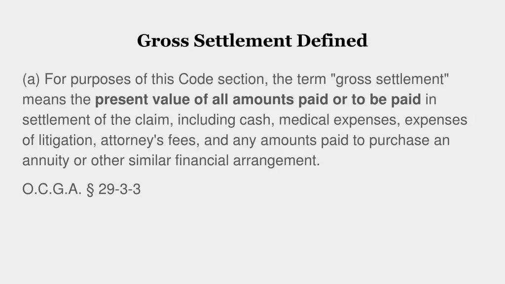 gross settlement defined