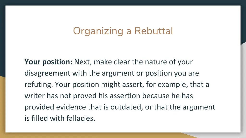 organizing a rebuttal 1